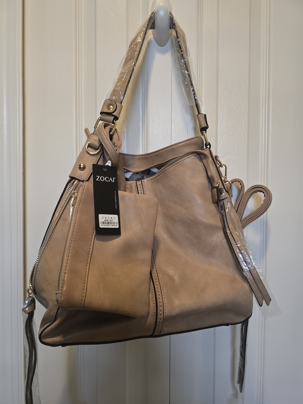 Zoccai Taupe Leather Shoulder Bag for Women